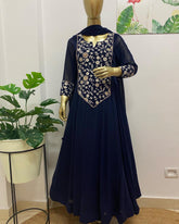 Blue embroidered anarkali - kasumi.in